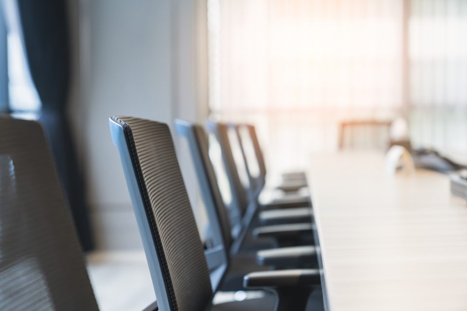 close up modern design chair in conference room with window curtain background free copy space for your creativity ideas text